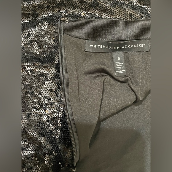 White House Black Market WHBM Elegant Black Sequin Skirt Size 6 - Picture 9 of 10